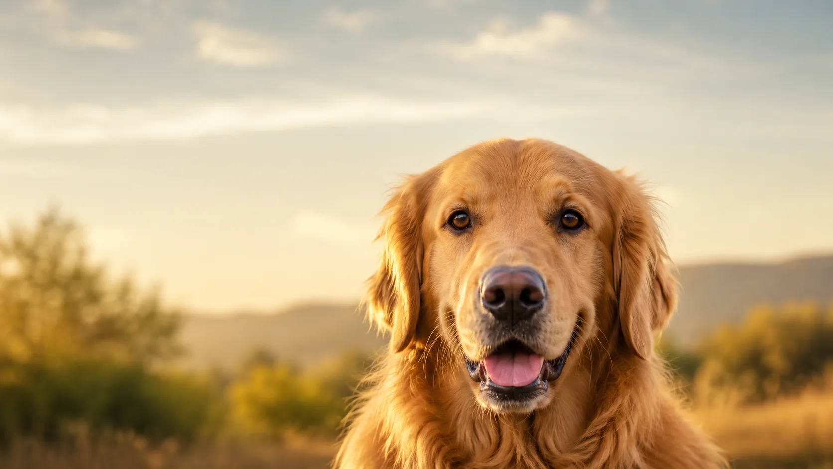 Golden retriever de mirada dulce esperando ser adoptado