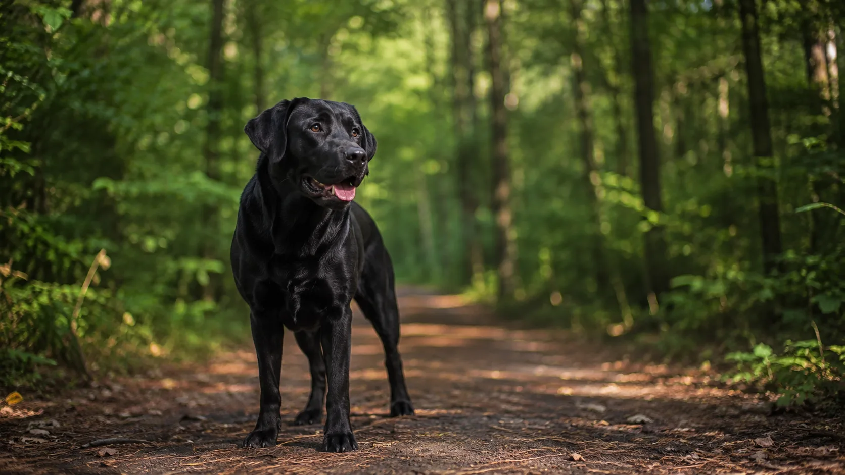 Perro adoptado disfrutando de un paseo por la naturaleza con su familia
