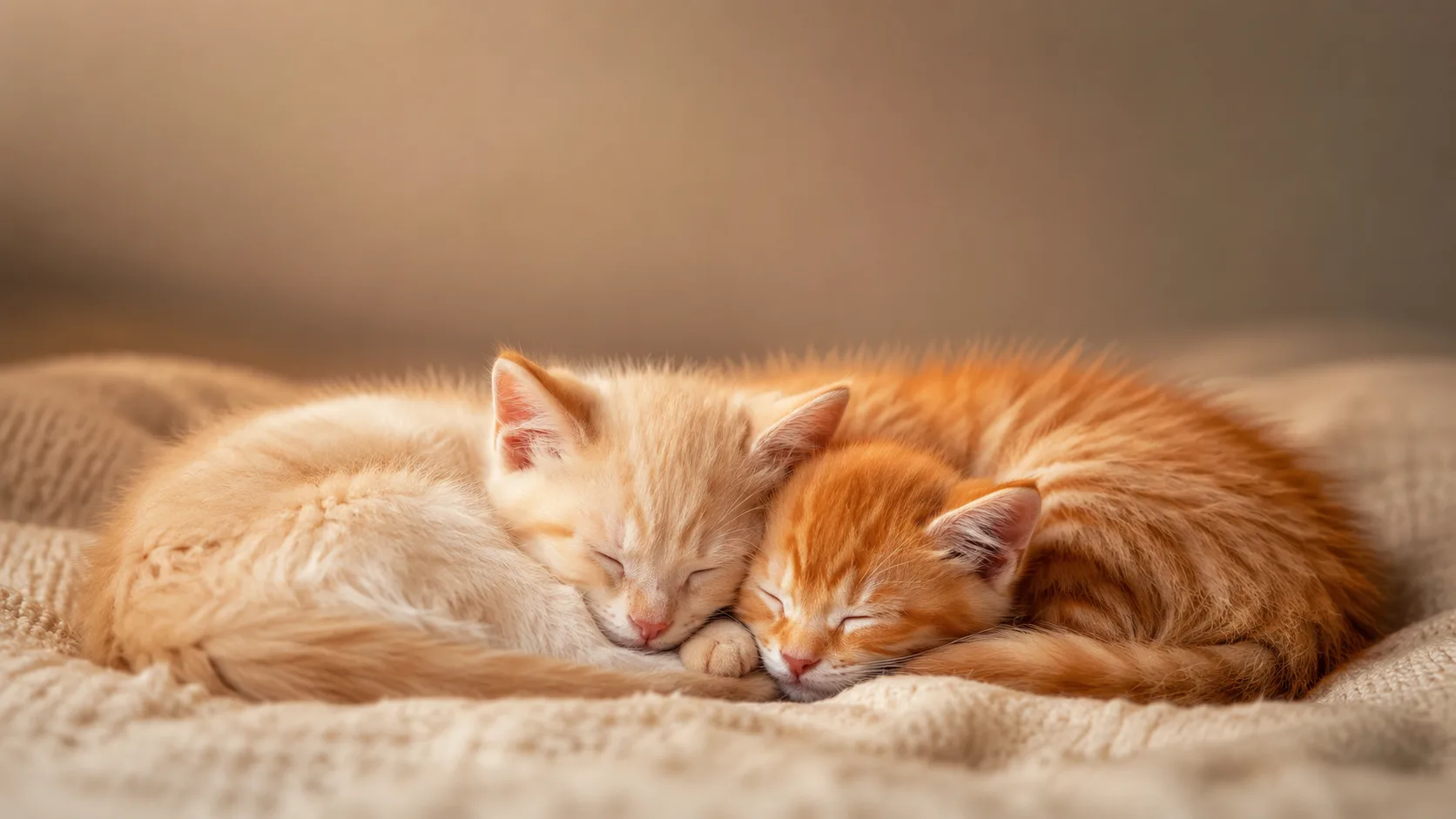 Dos gatitos abrazados, hermanos en adopción
