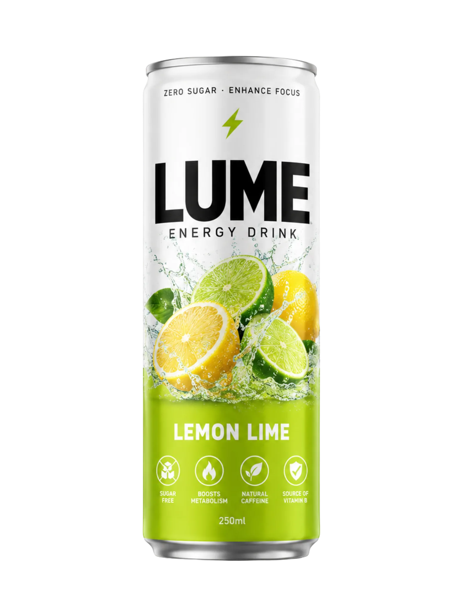 Lume Lemon Lime energy drink can