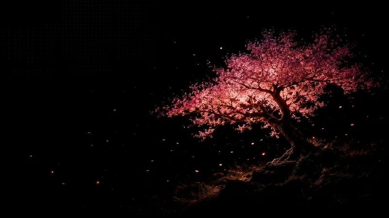 Night sakura painting