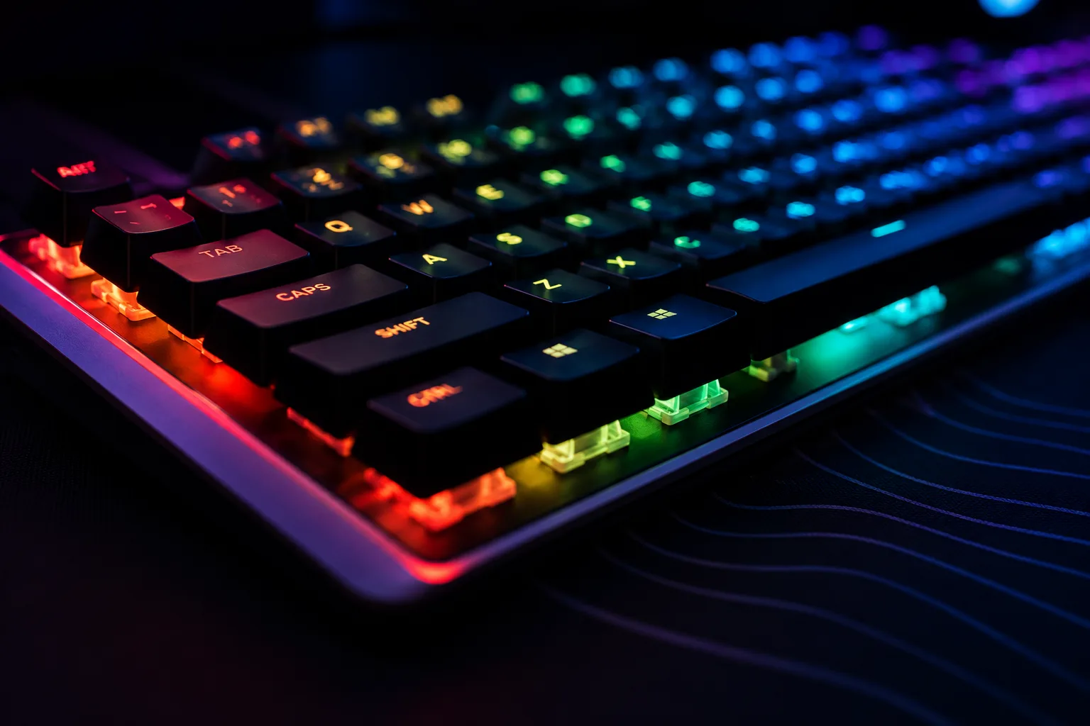 Teclado mecánico con iluminación RGB para una sesión de juego
