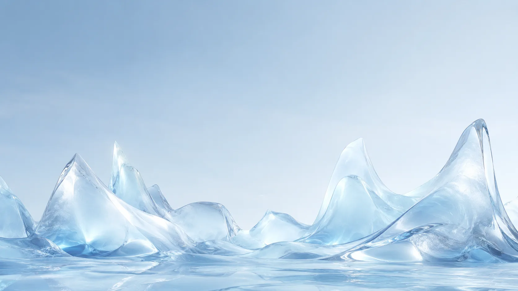 Smooth frosted-ice formations rising like soft glassy peaks