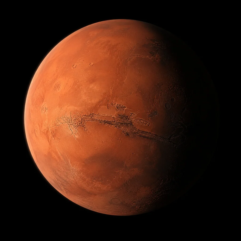 The planet Mars against deep space