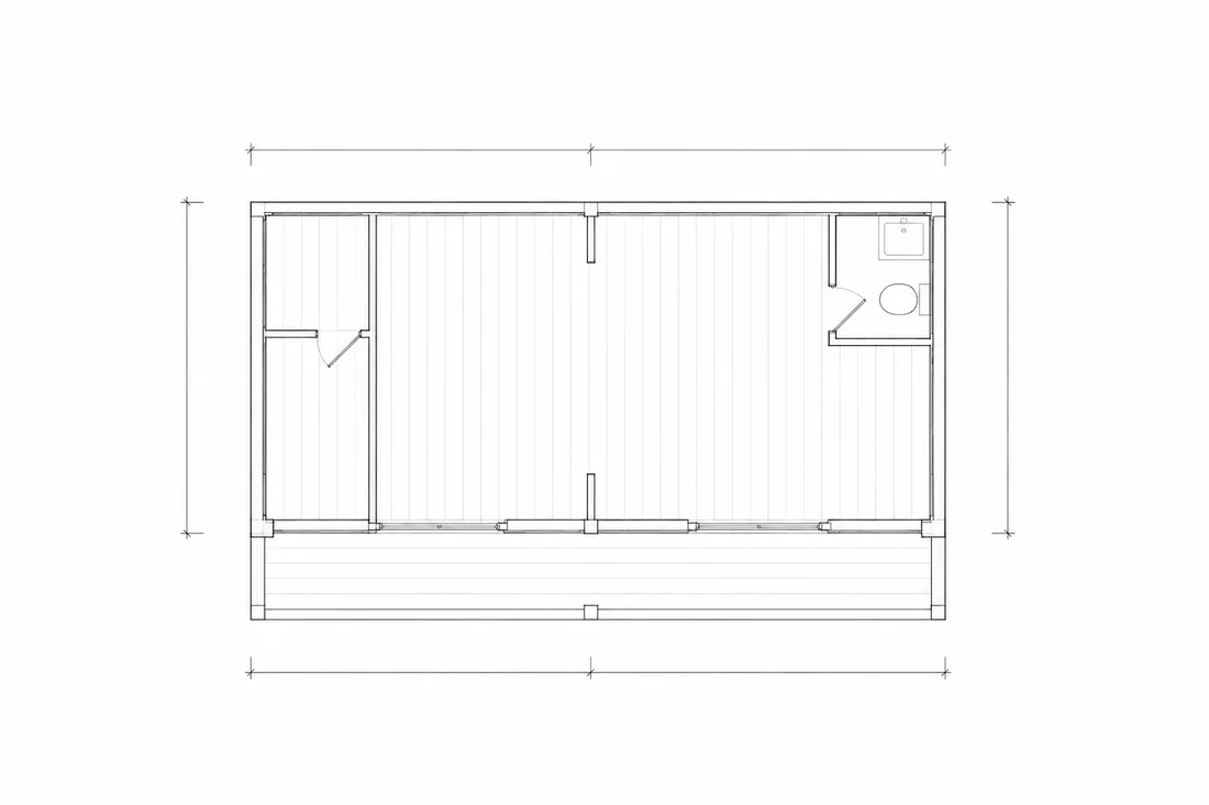 Architect's line drawing — floor plan with dimensions
